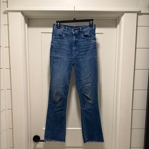 MOTHER The Hustler Ankle Fray Jeans in Classic Blue